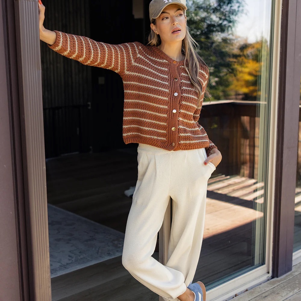 ROOLEE - Girl Like You Stripe Sweater Cardigan L